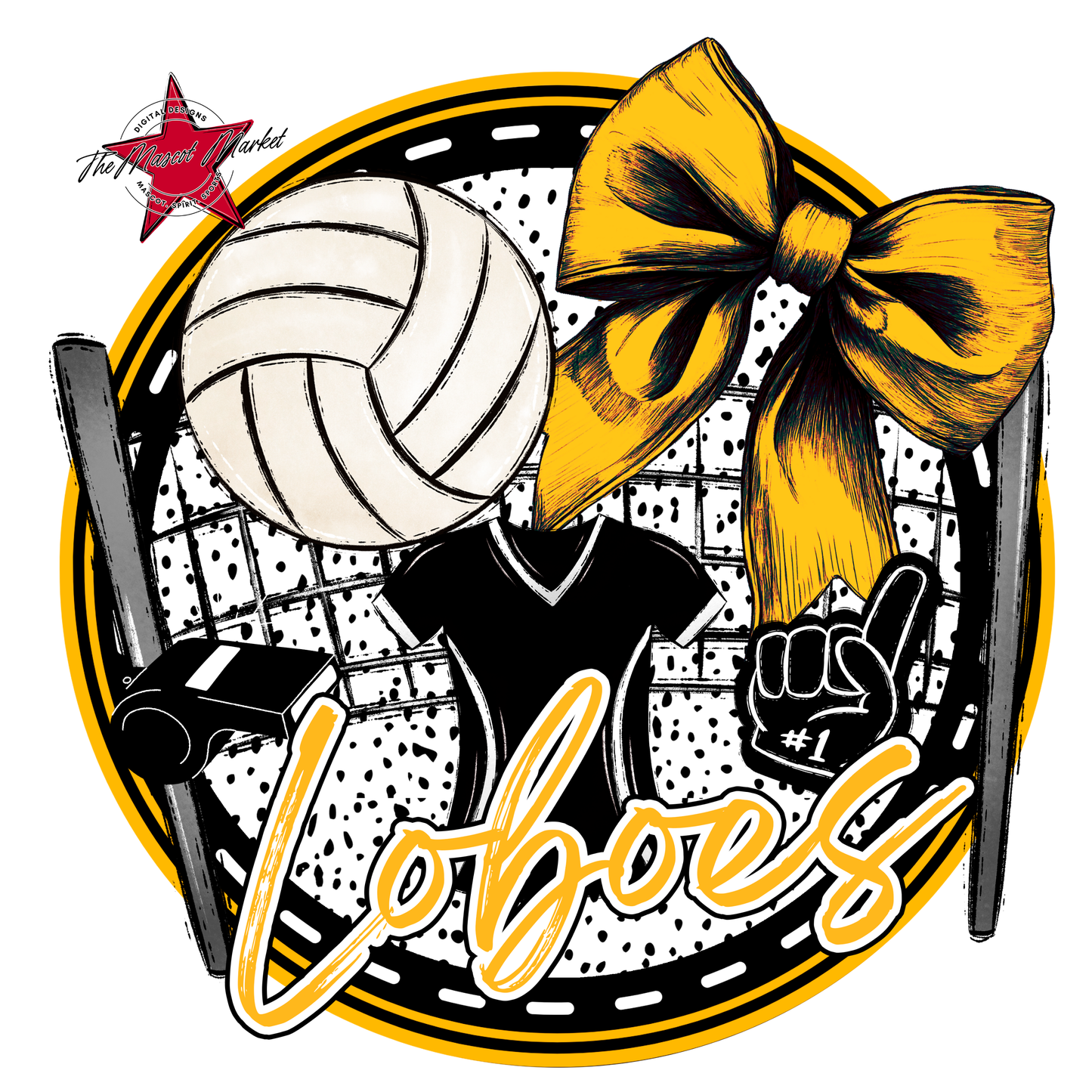 Loboes Circle Volleyball Design-Yellow