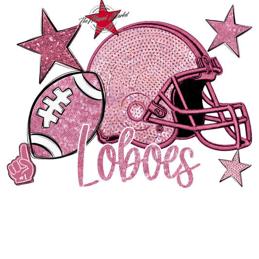 Loboes Football Embroidered Sequins Design-Pink Out