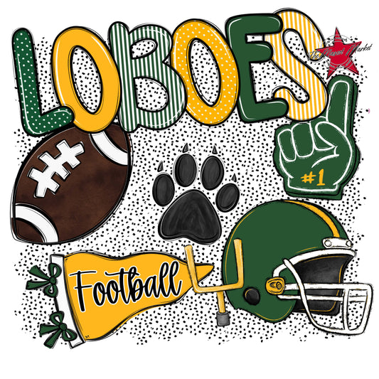 Loboes Football Spirit-Green & Yellow