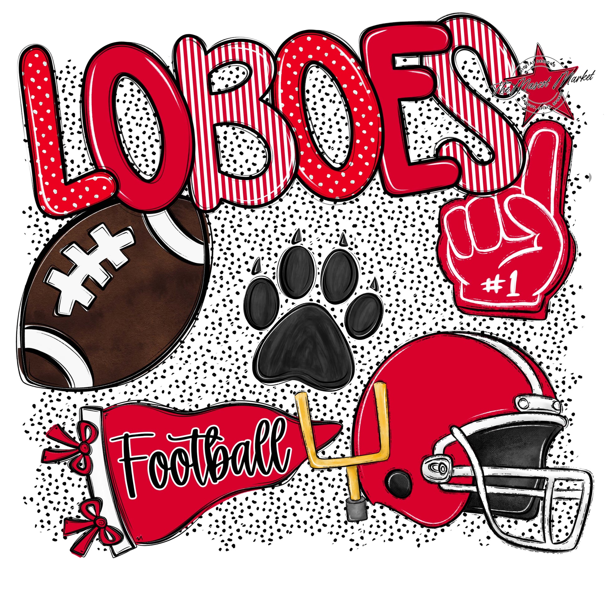 Loboes Football Spirit-Red