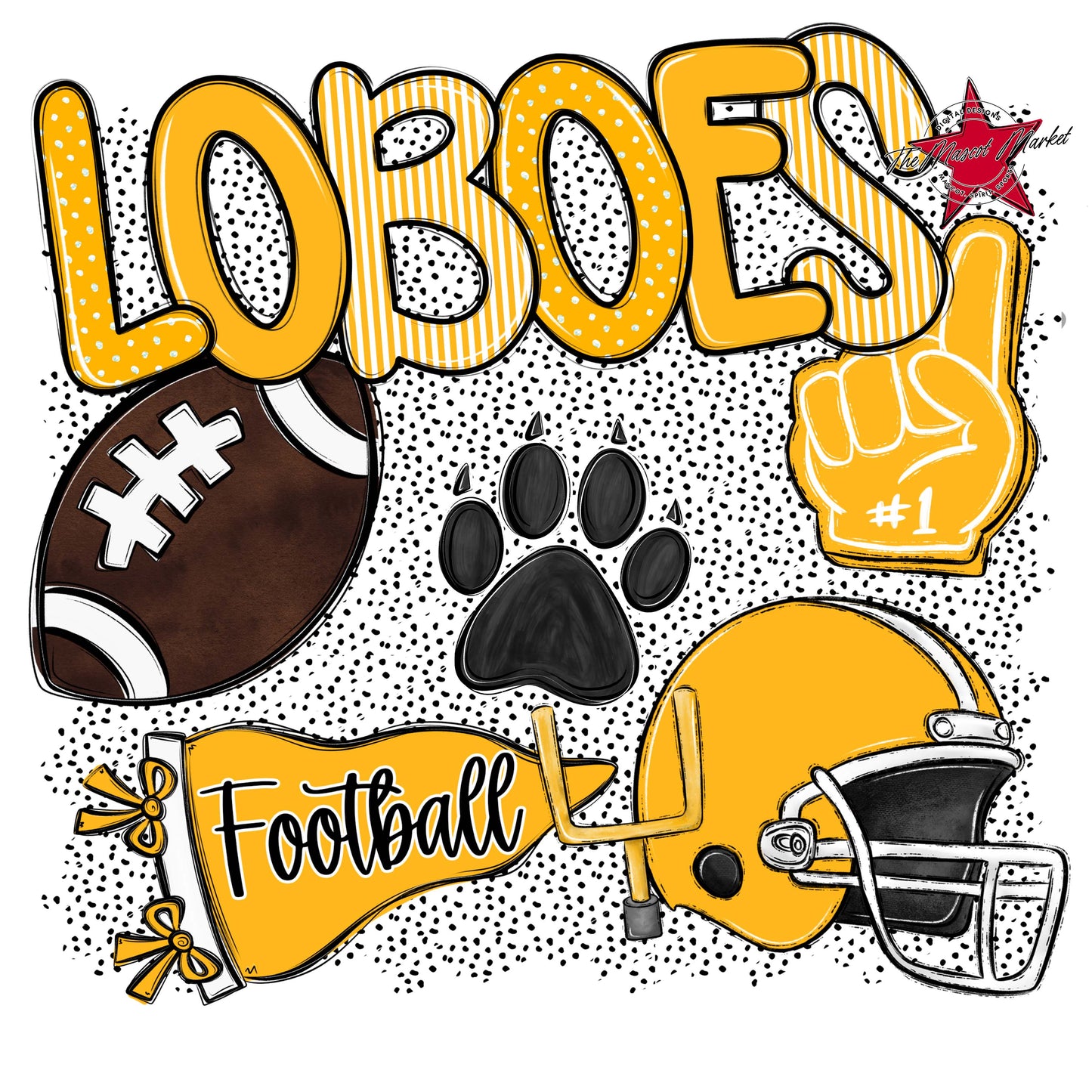 Loboes Football Spirit-Yellow