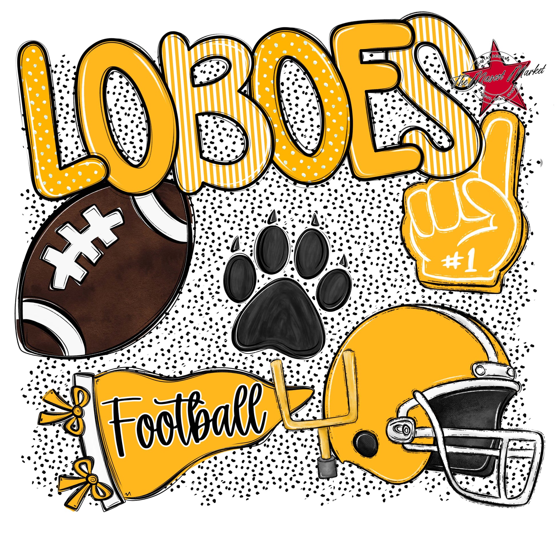 Loboes Football Spirit-Yellow