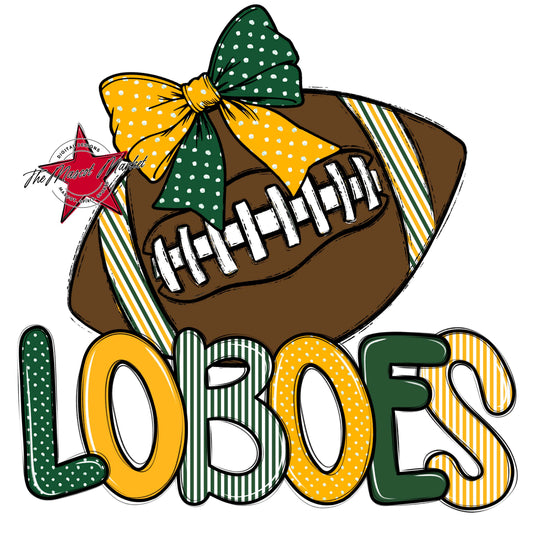 Loboes Football Spirit Design-Green & Yellow