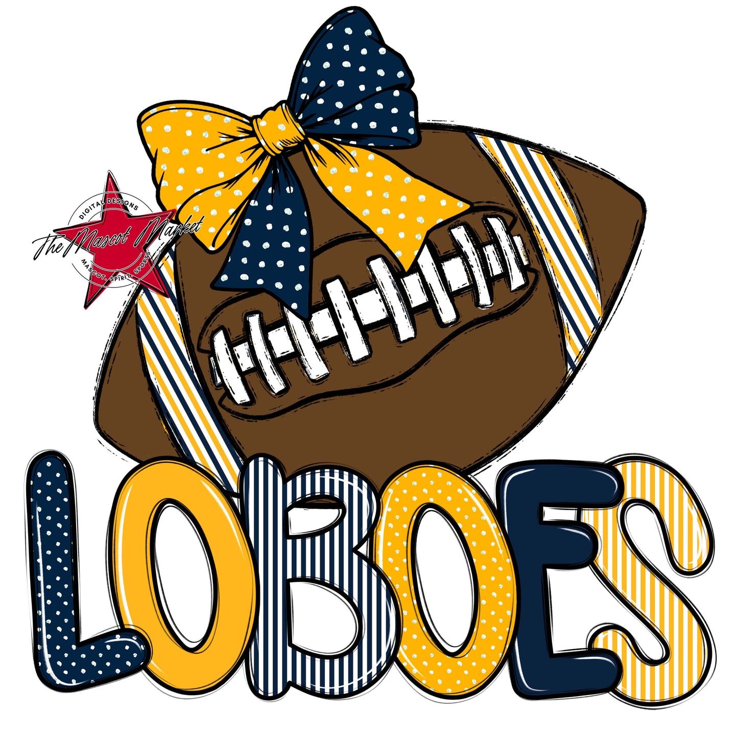 Loboes Football Spirit Design-Navy & Yellow
