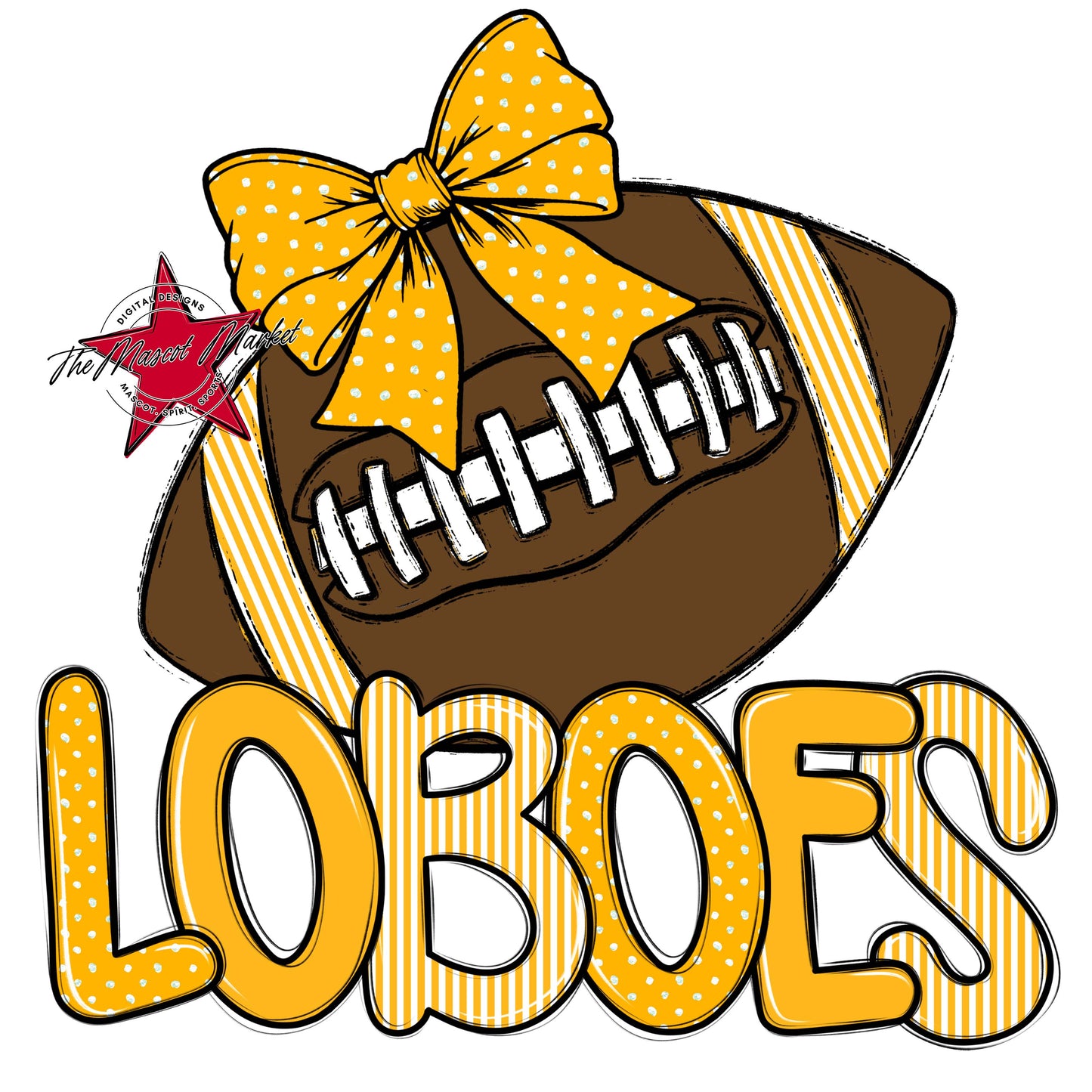 Loboes Football Spirit Design-Yellow