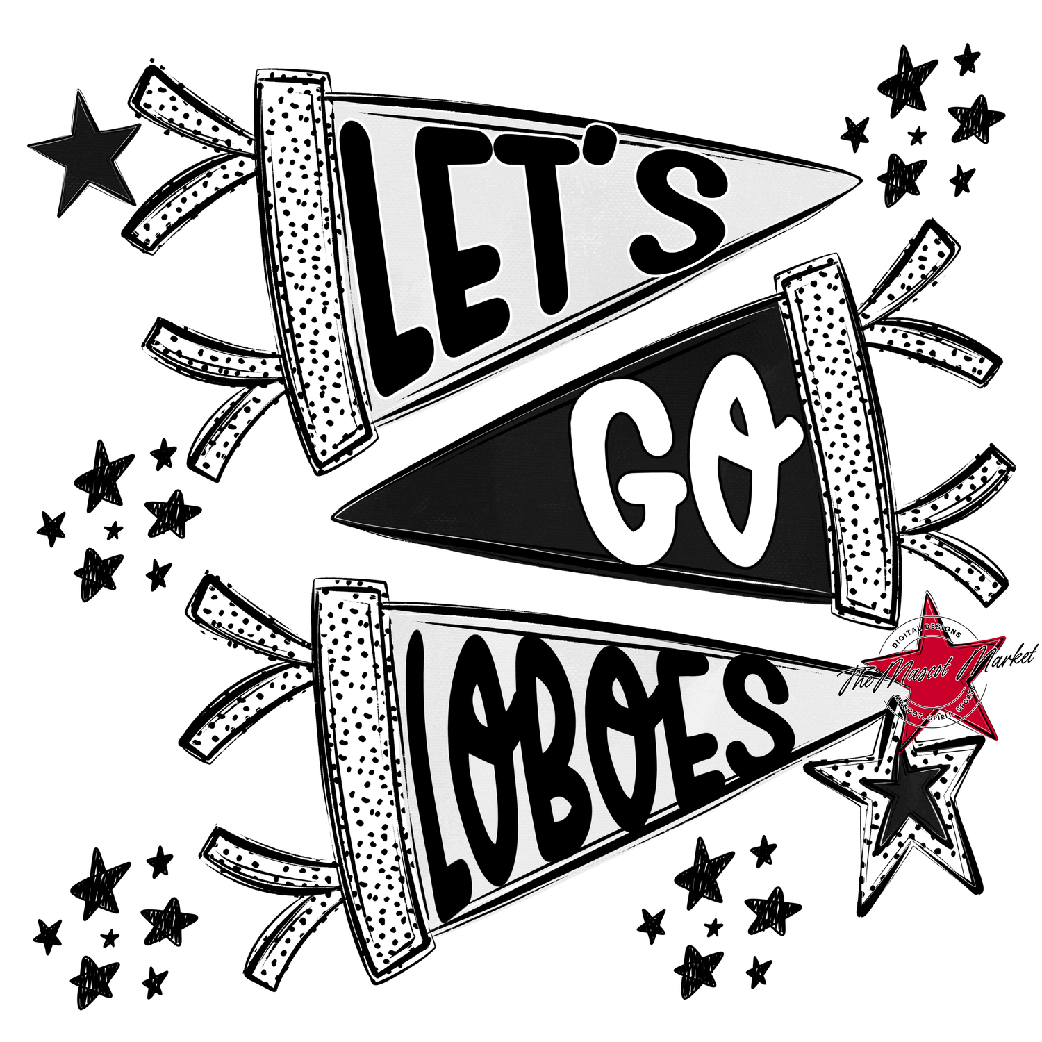 Loboes Let's Go Flag Design-Black