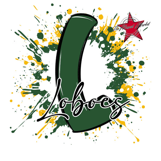 Loboes Mascot Splatter-Green & Yellow