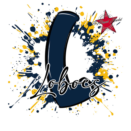 Loboes Mascot Splatter-Navy & Yellow