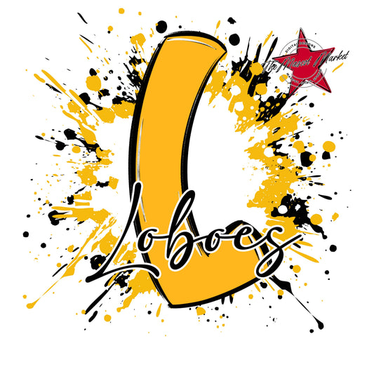 Loboes Mascot Splatter-Yellow