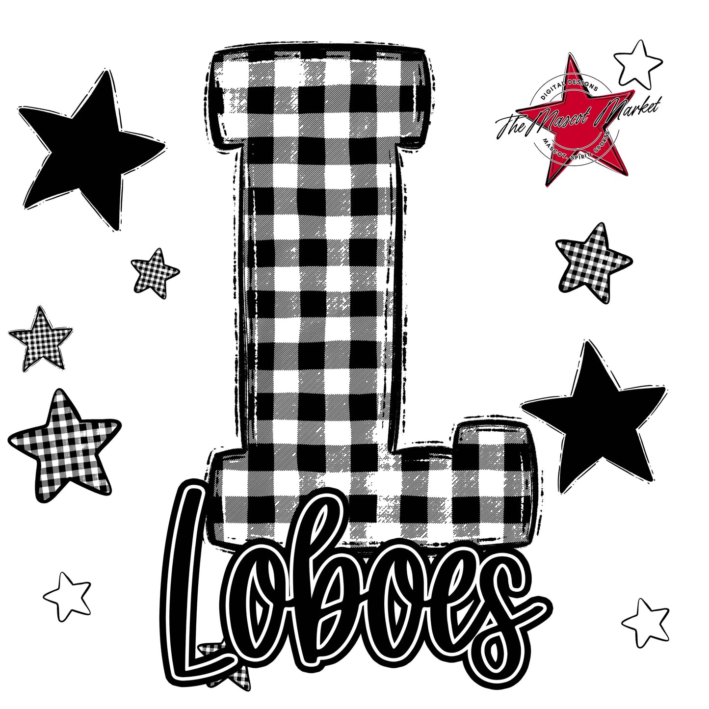 Loboes Plaid Star Design-Black