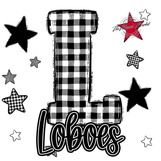 Loboes Plaid Star Design-Black