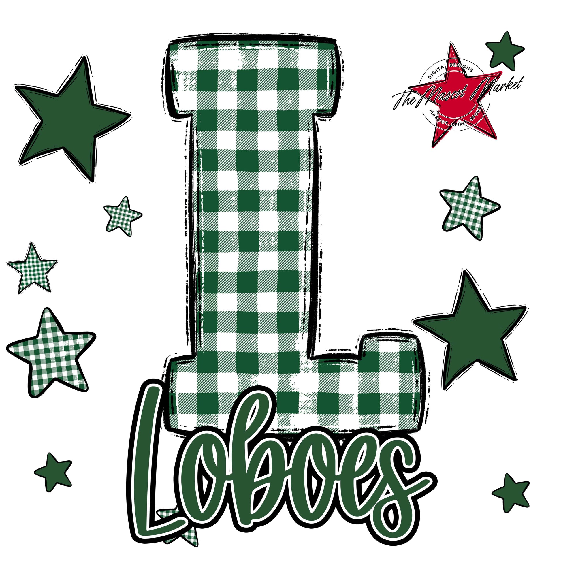 Loboes Plaid Star Design-Green