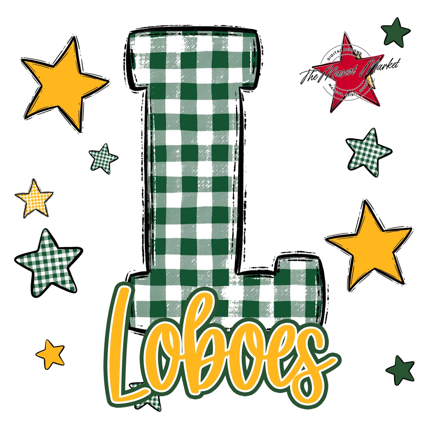 Loboes Plaid Star Design-Green & Yellow