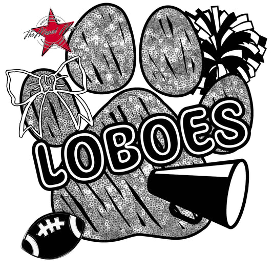 Loboes Sequins Paw Print Design-Silver