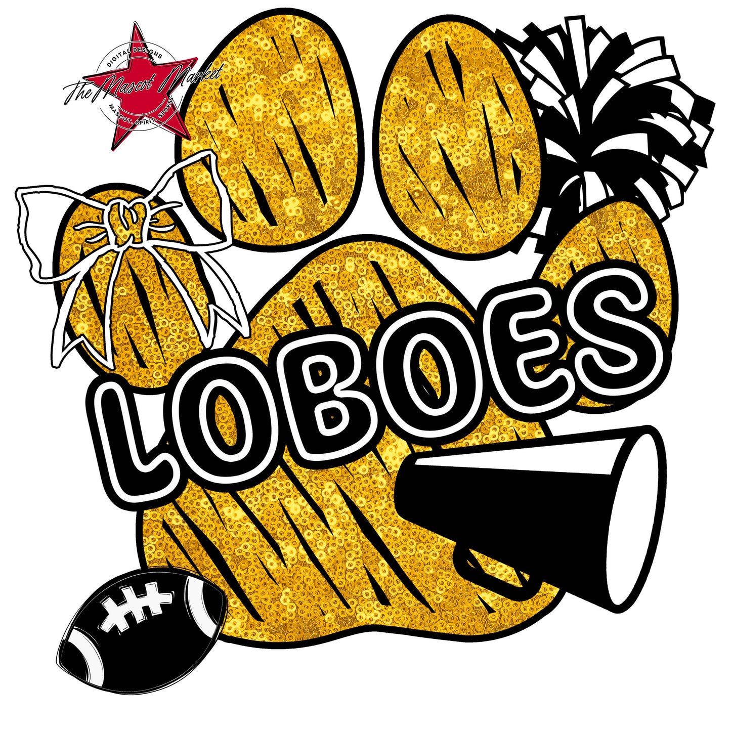 Loboes Sequins Paw Print Design-Yellow