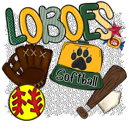 Loboes Softball Spirit-Green & Yellow