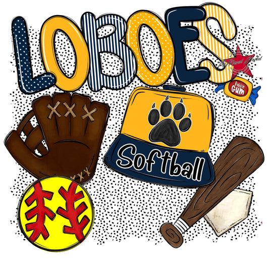 Loboes Softball Spirit-Navy & Yellow