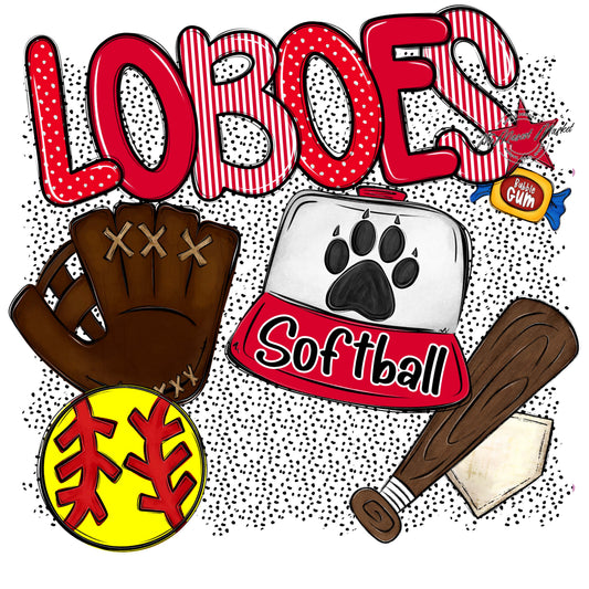 Loboes Softball Spirit-Red