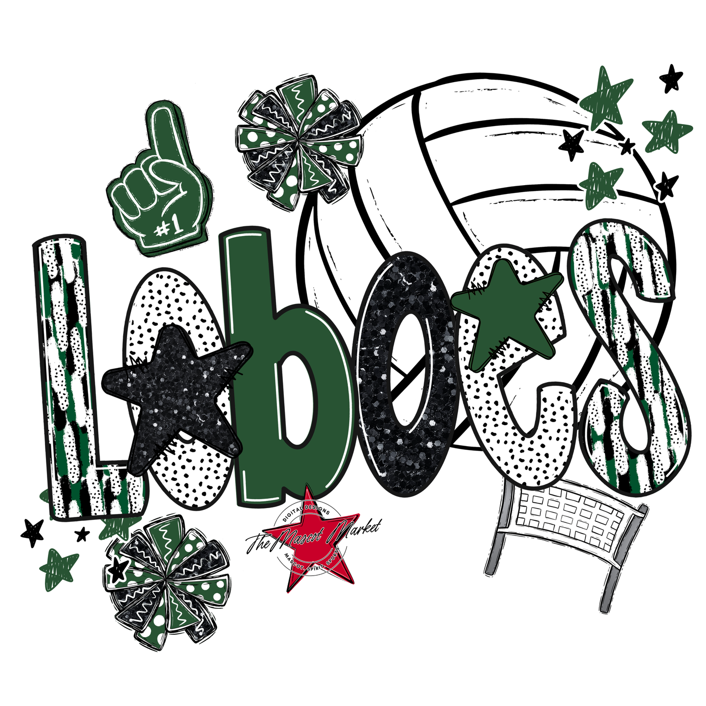 Loboes Volleyball Scrape-Green