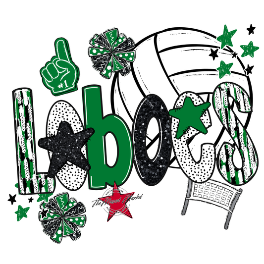 Loboes Volleyball Scrape-Kelly Green