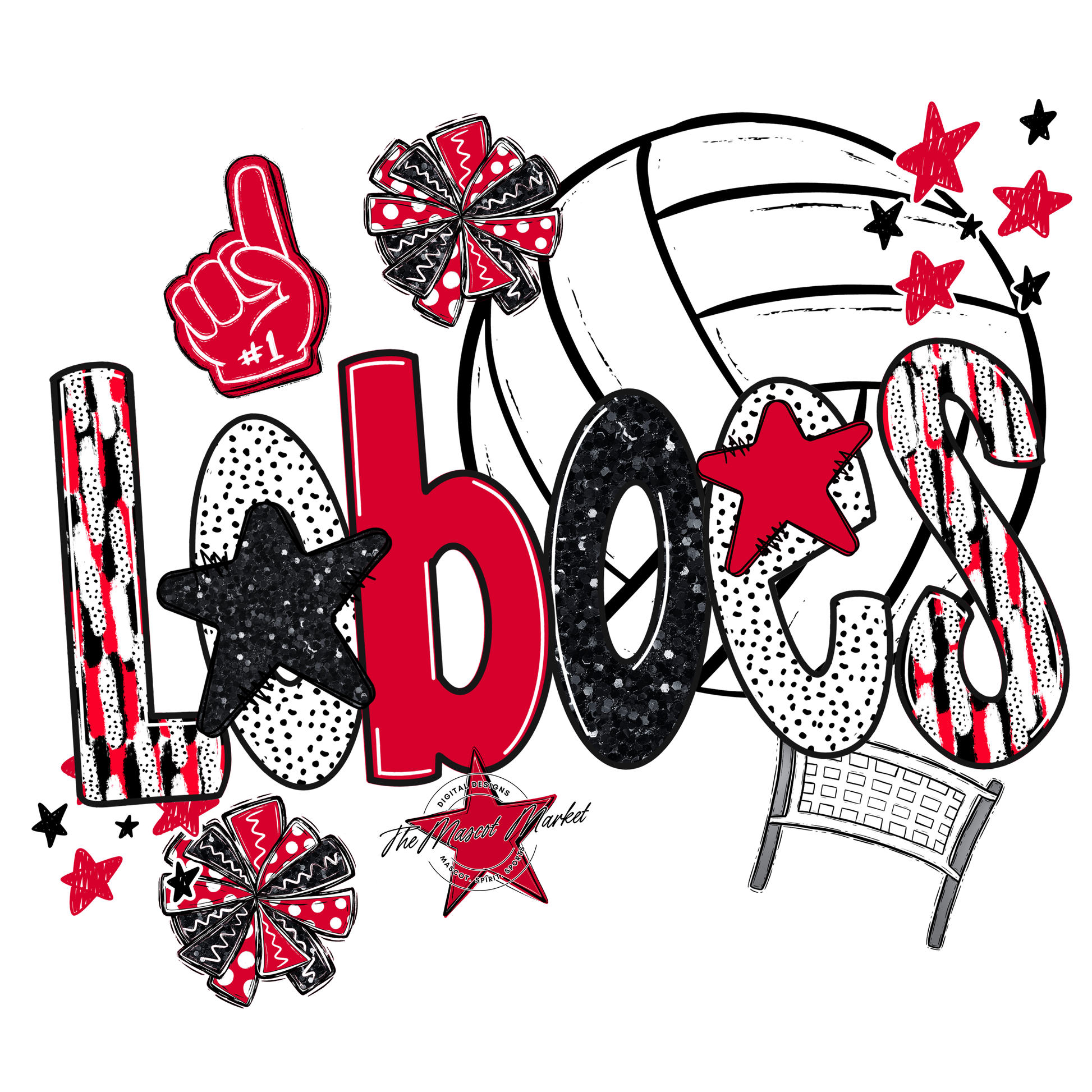 Loboes Volleyball Scrape-Red