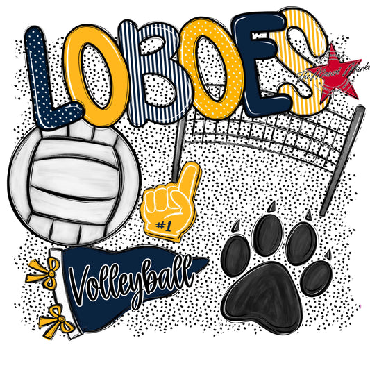 Loboes Volleyball Spirit-Navy & Yellow