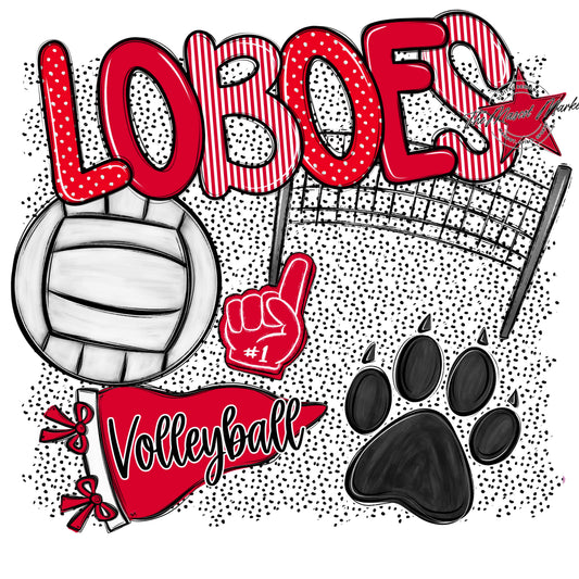 Loboes Volleyball Spirit-Red