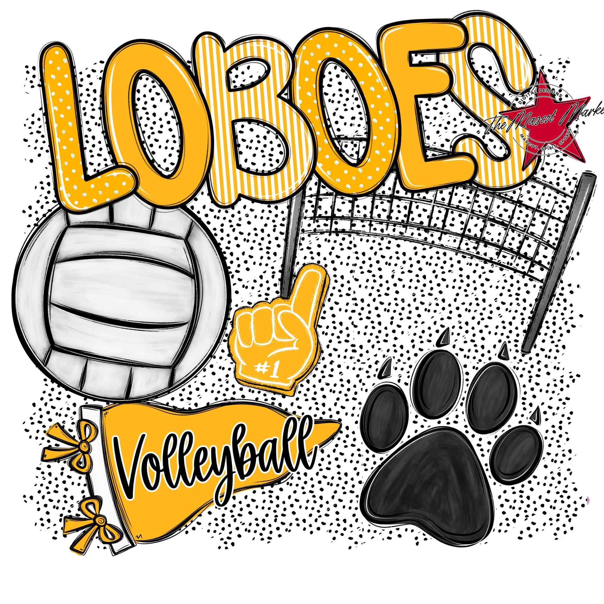 Loboes Volleyball Spirit-Yellow