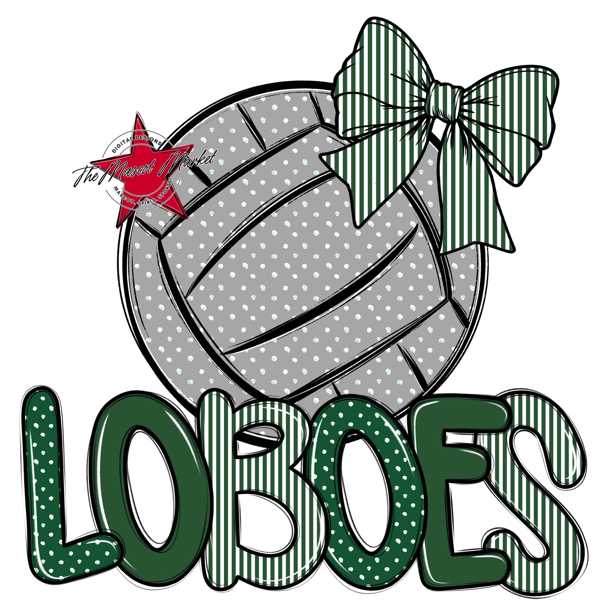 Loboes Volleyball Spirit Design-Green