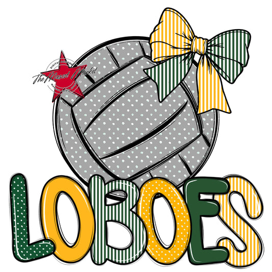 Loboes Volleyball Spirit Design-Green & Yellow