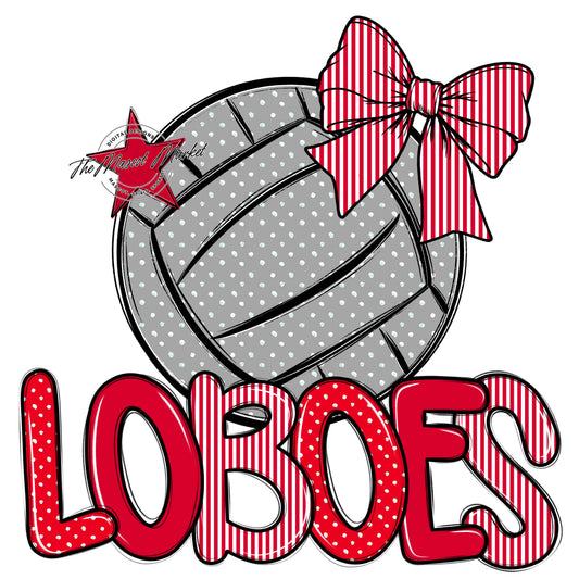 Loboes Volleyball Spirit Design-Red