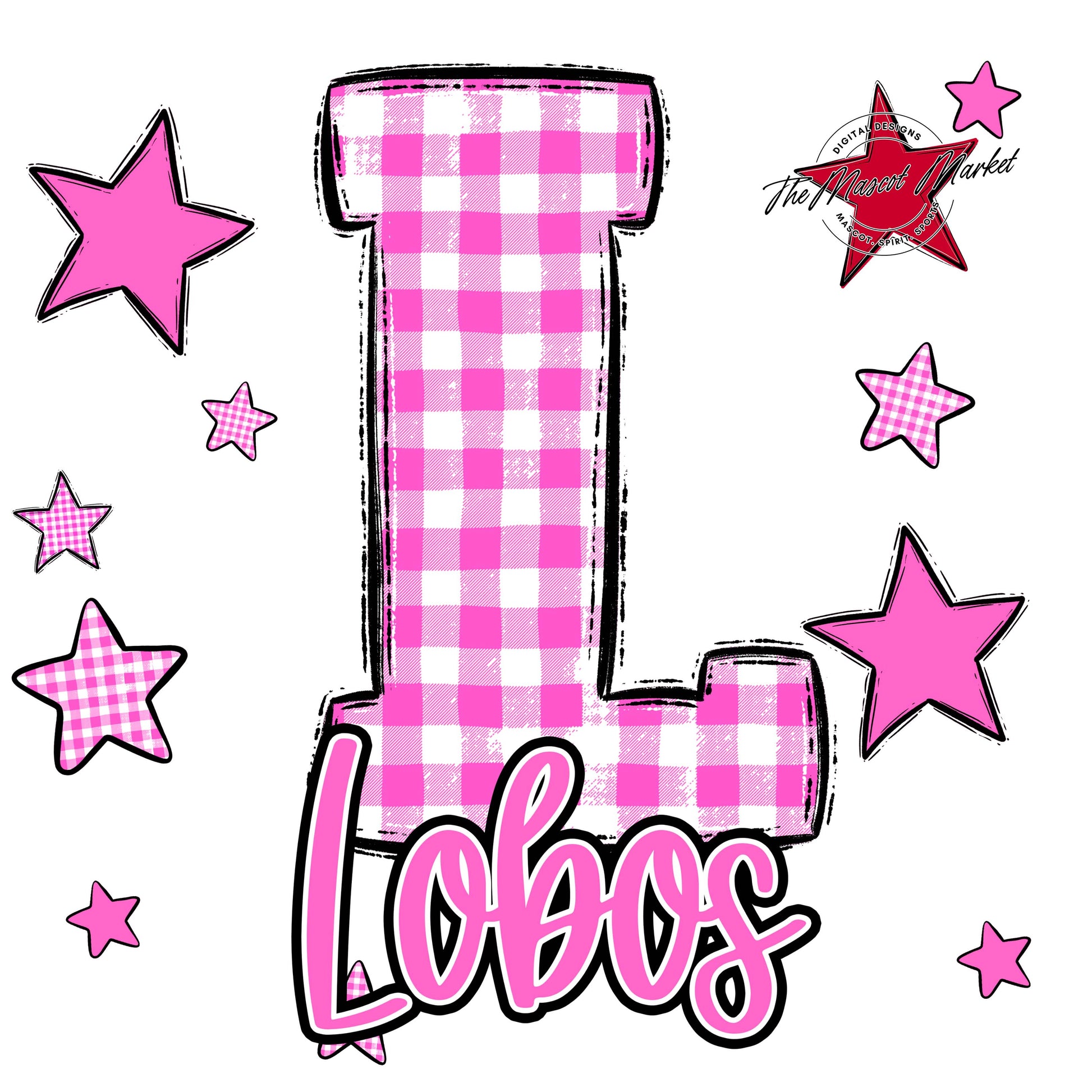 Lobos Plaid Star Design-Baby Pink