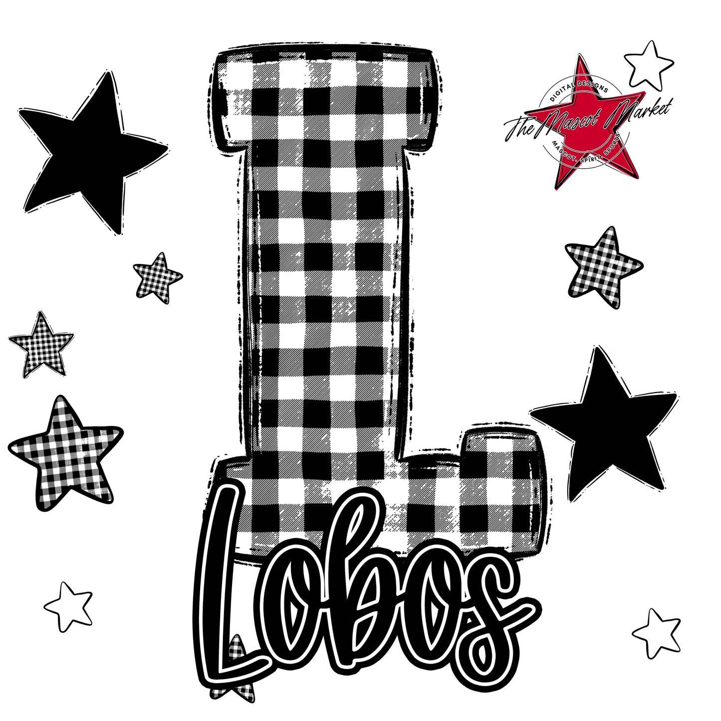 Lobos Plaid Star Design-Black