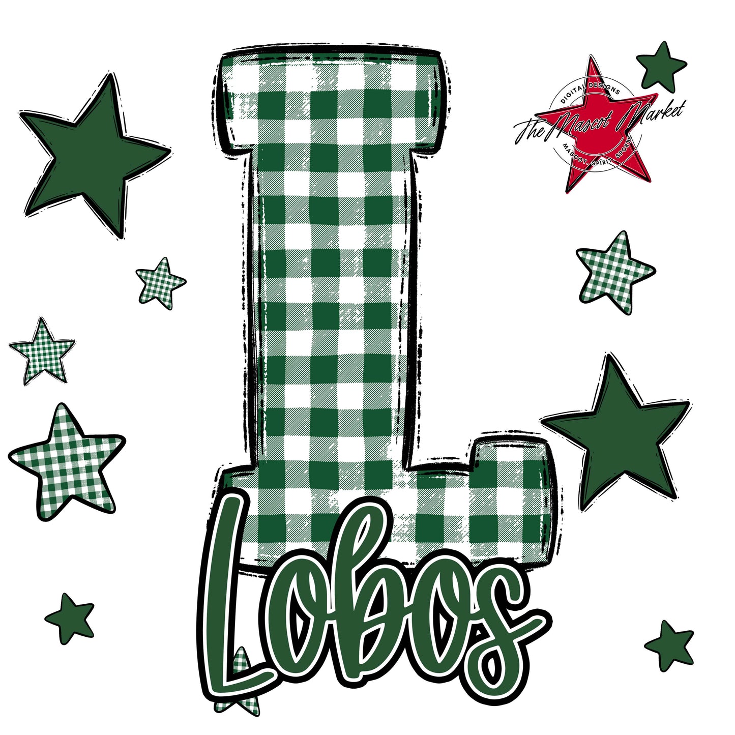 Lobos Plaid Star Design-Green