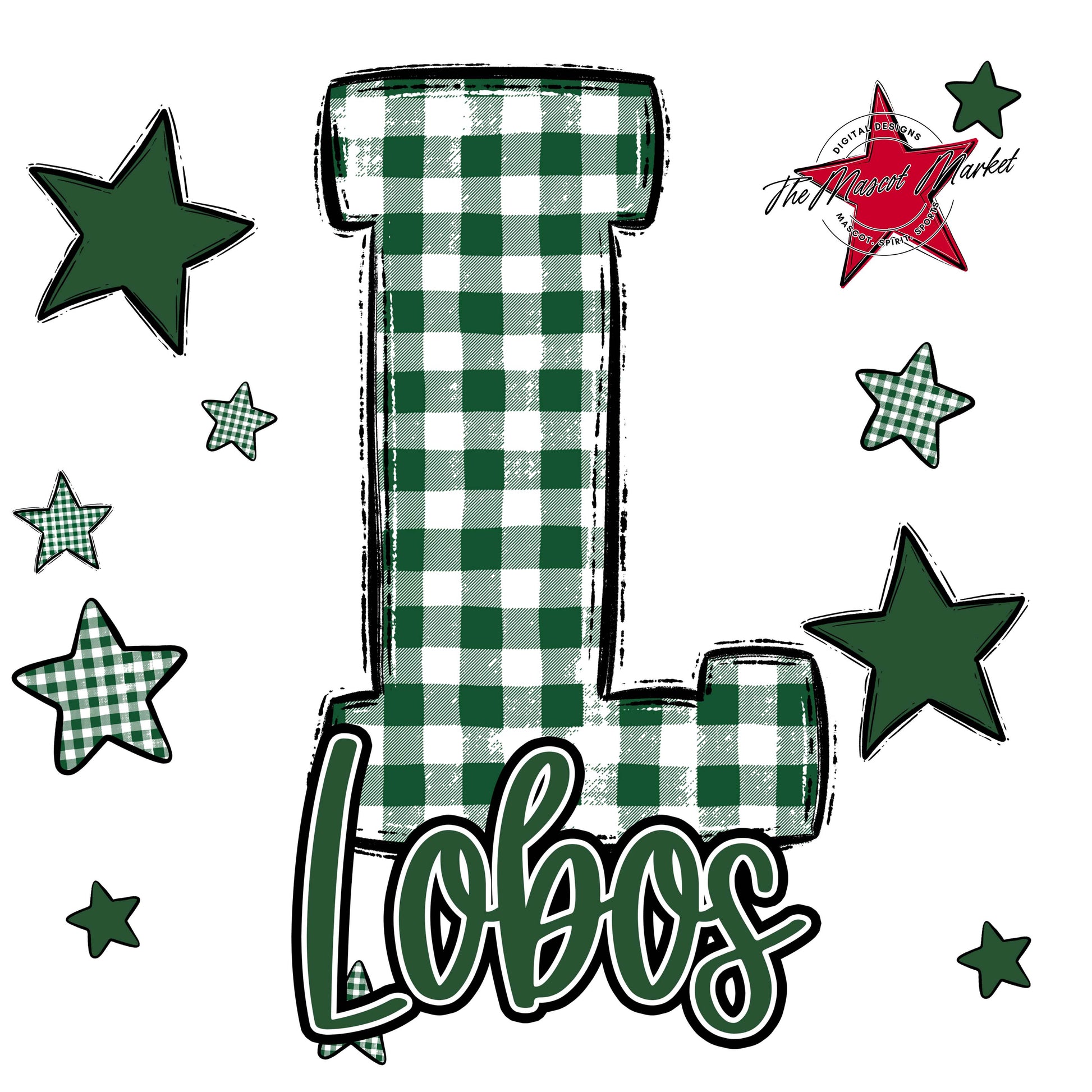 Lobos Plaid Star Design-Green
