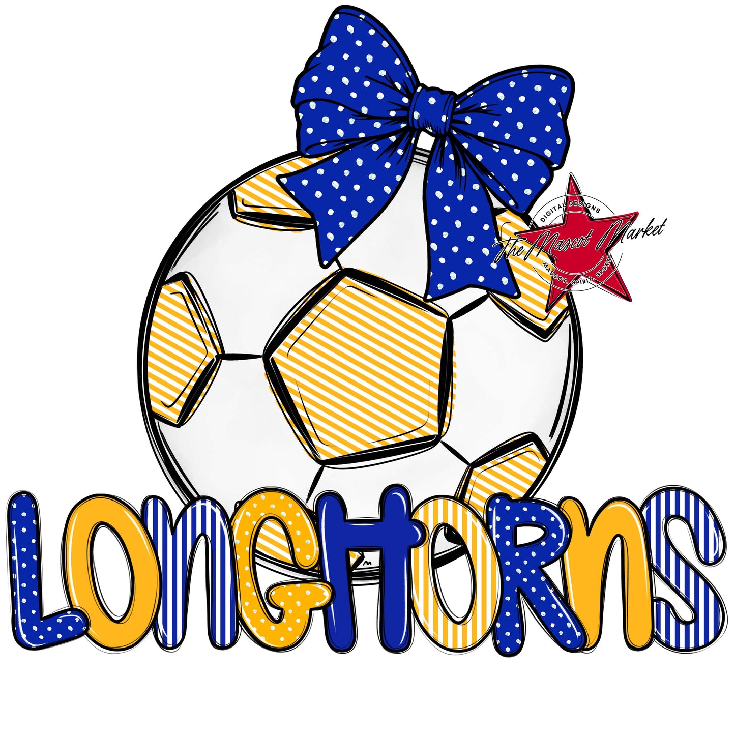 Longhorns Soccer Spirit Design-Royal Blue & Yellow