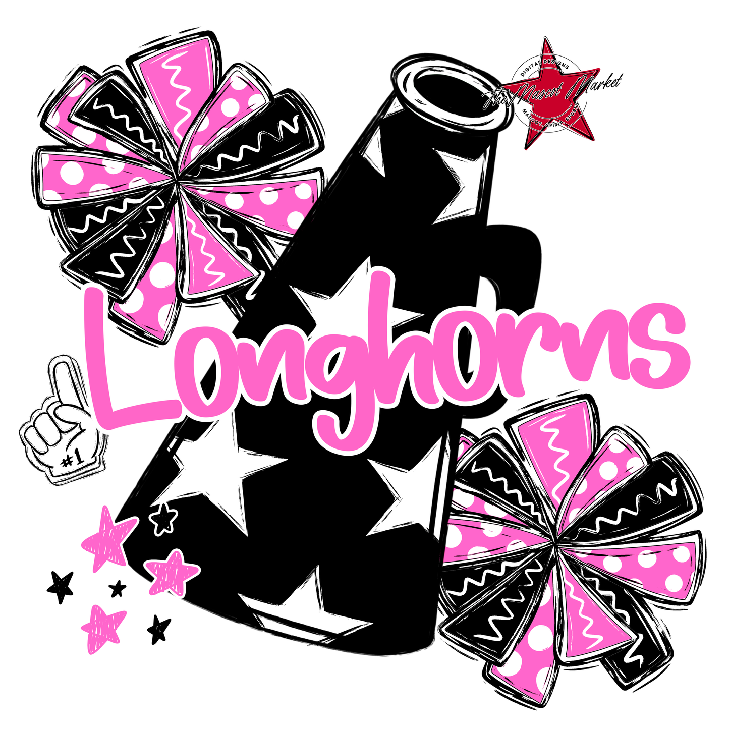 Longhorns Alpha Megaphone Design-Baby Pink