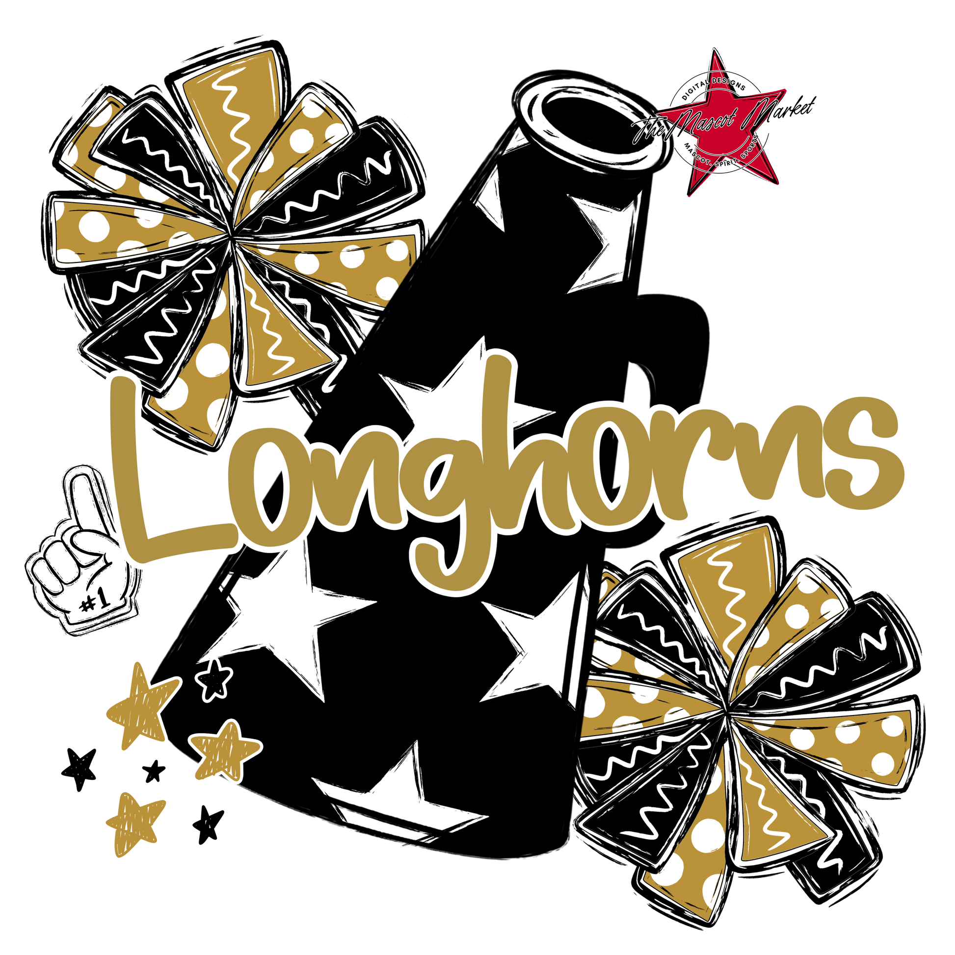 Longhorns Alpha Megaphone Design-Gold