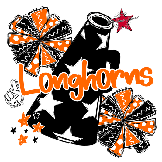 Longhorns Alpha Megaphone Design-Orange