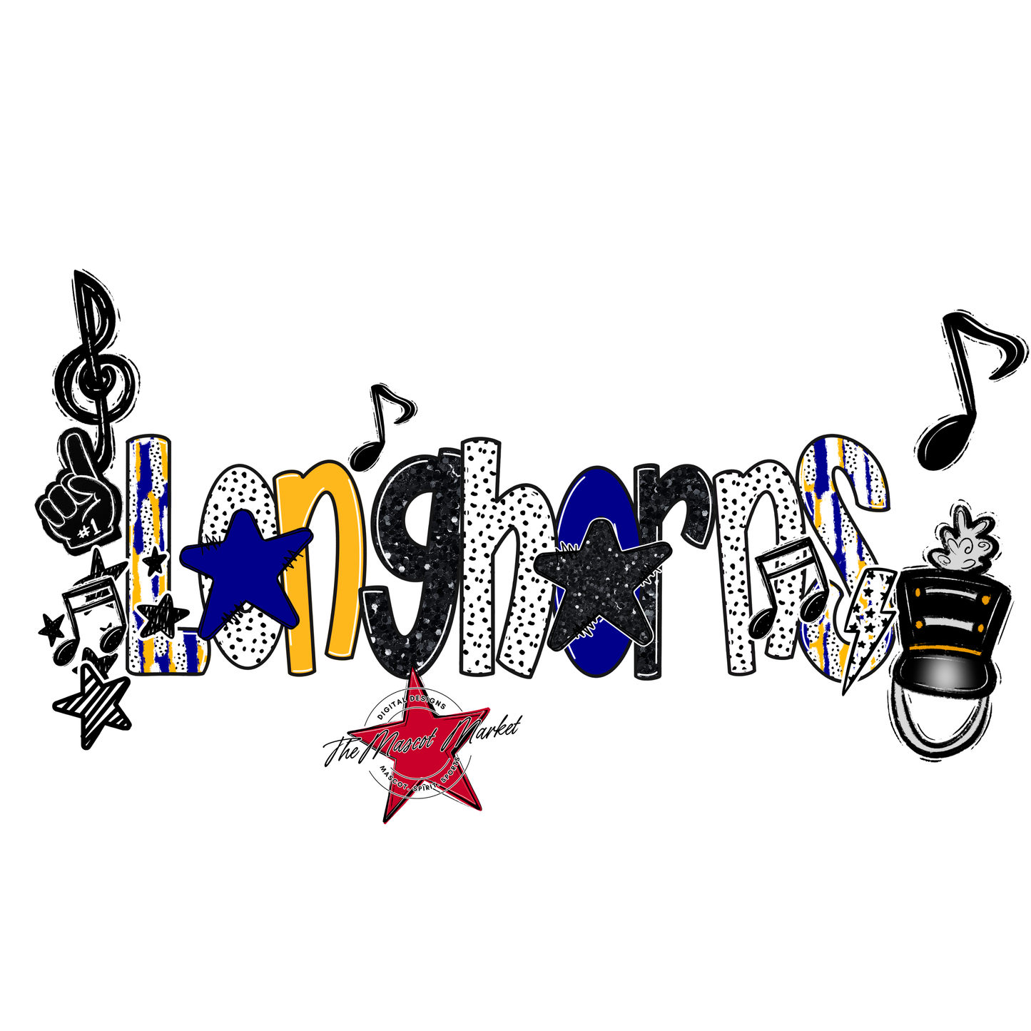 Longhorns Band Scrape-Blue-Yellow