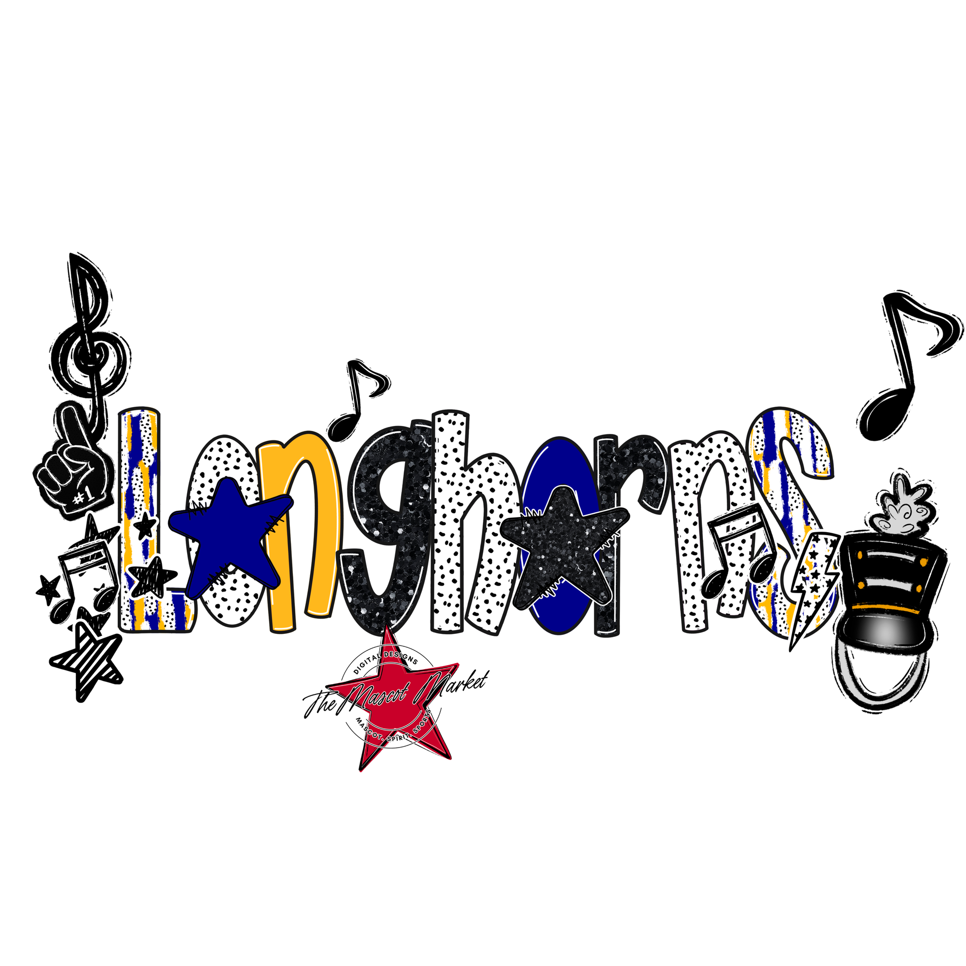 Longhorns Band Scrape-Blue-Yellow