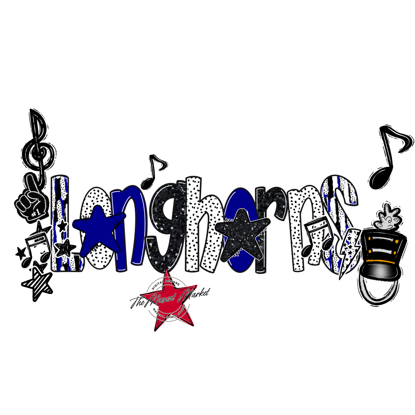 Longhorns Band Scrape-Blue