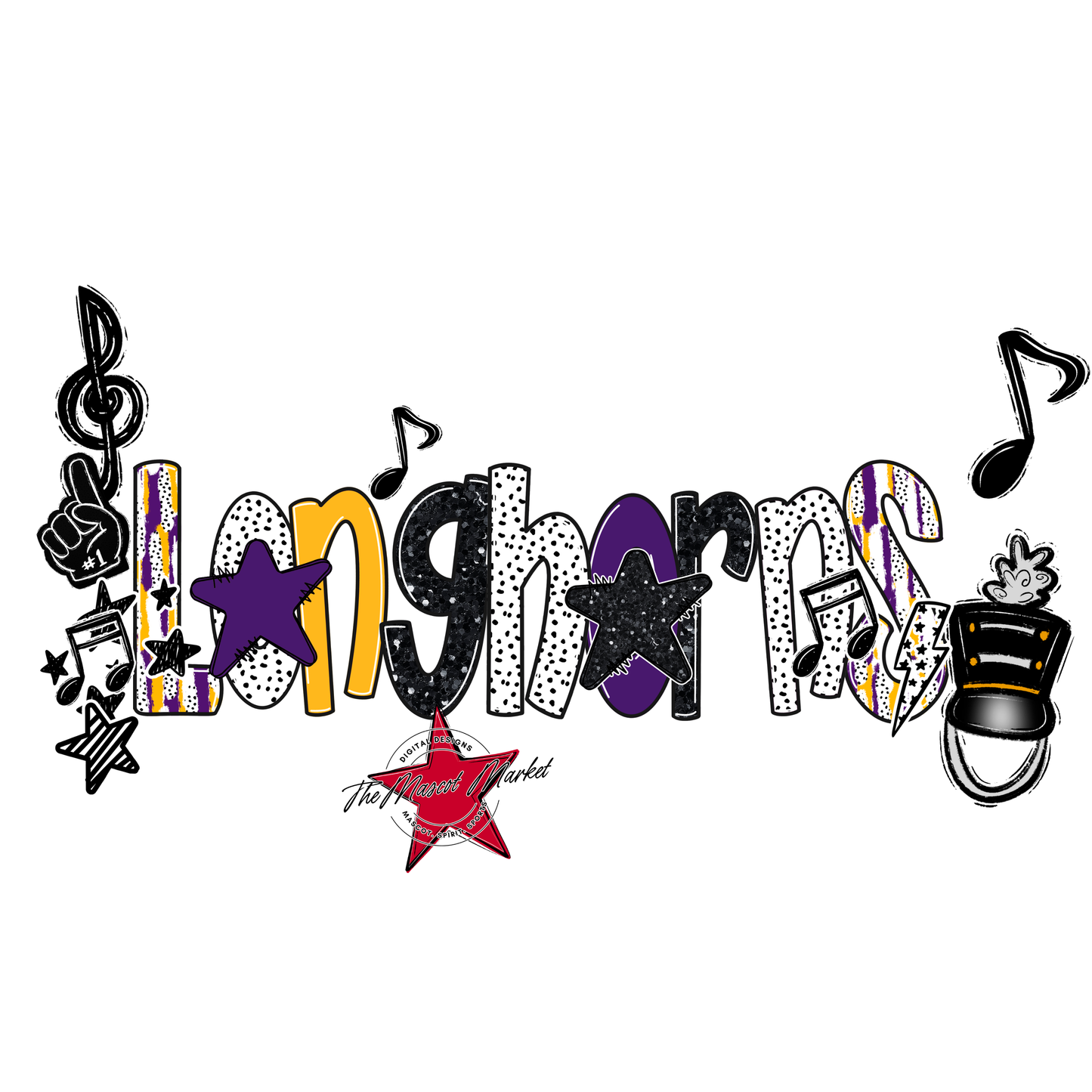 Longhorns Band Scrape-Purple-Yellow