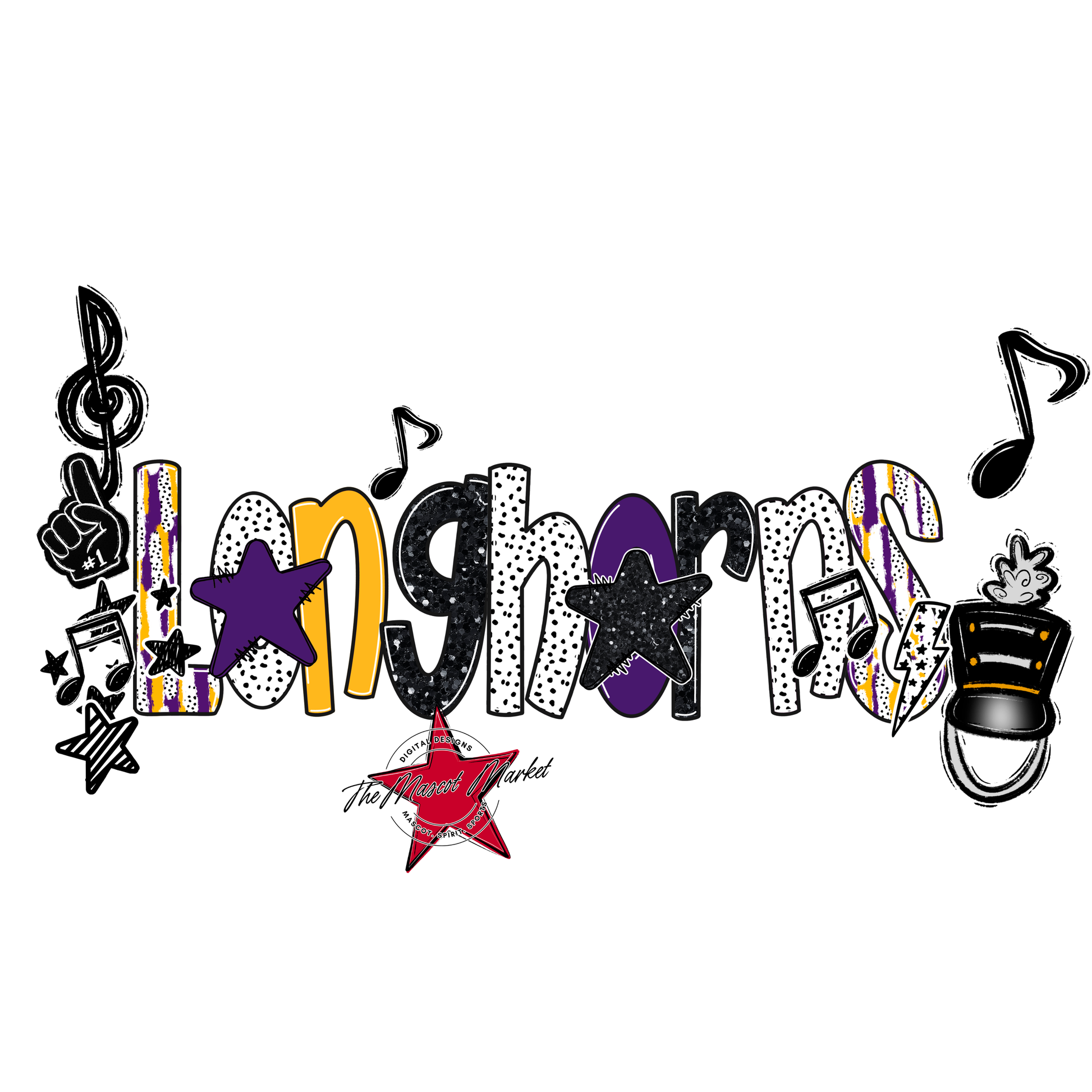 Longhorns Band Scrape-Purple-Yellow