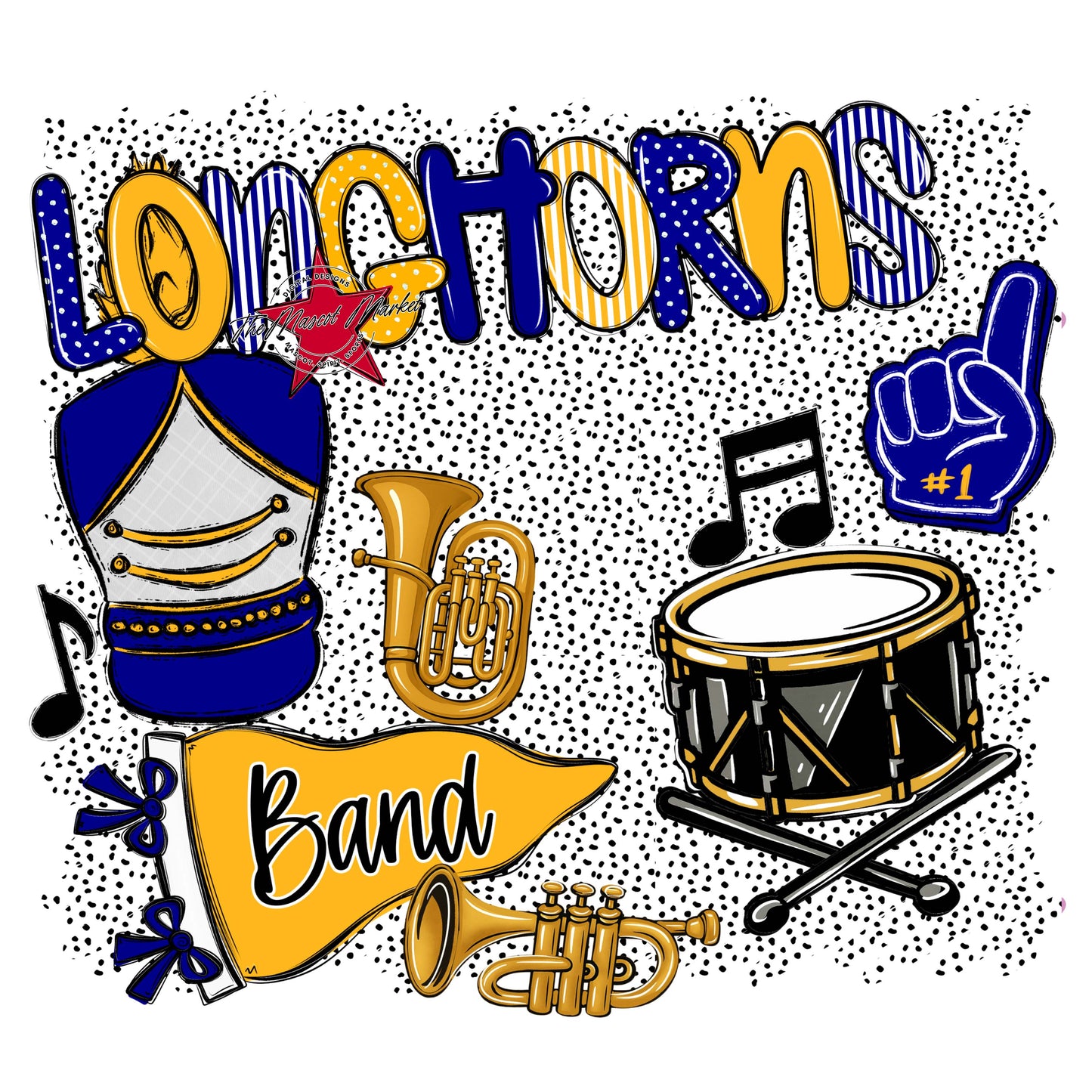 Longhorns Band Spirit-Blue & Yellow