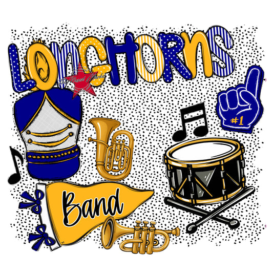 Longhorns Band Spirit-Blue & Yellow