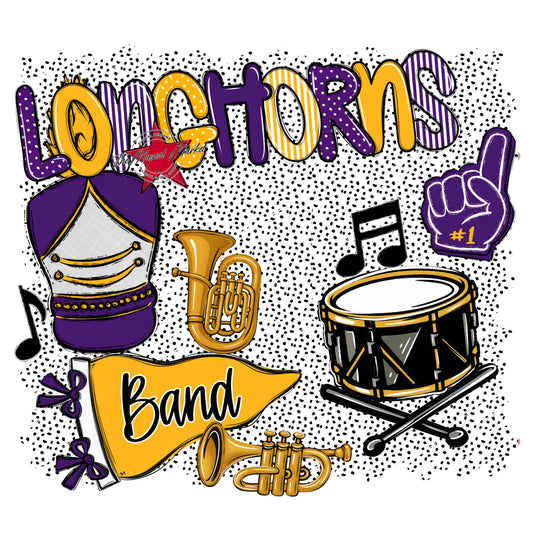 Longhorns Band Spirit-Purple & Yellow