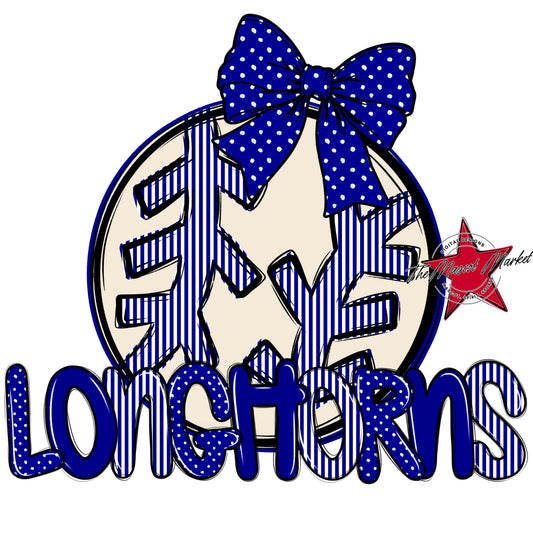 Longhorns Baseball-Softball Spirit Design-Blue