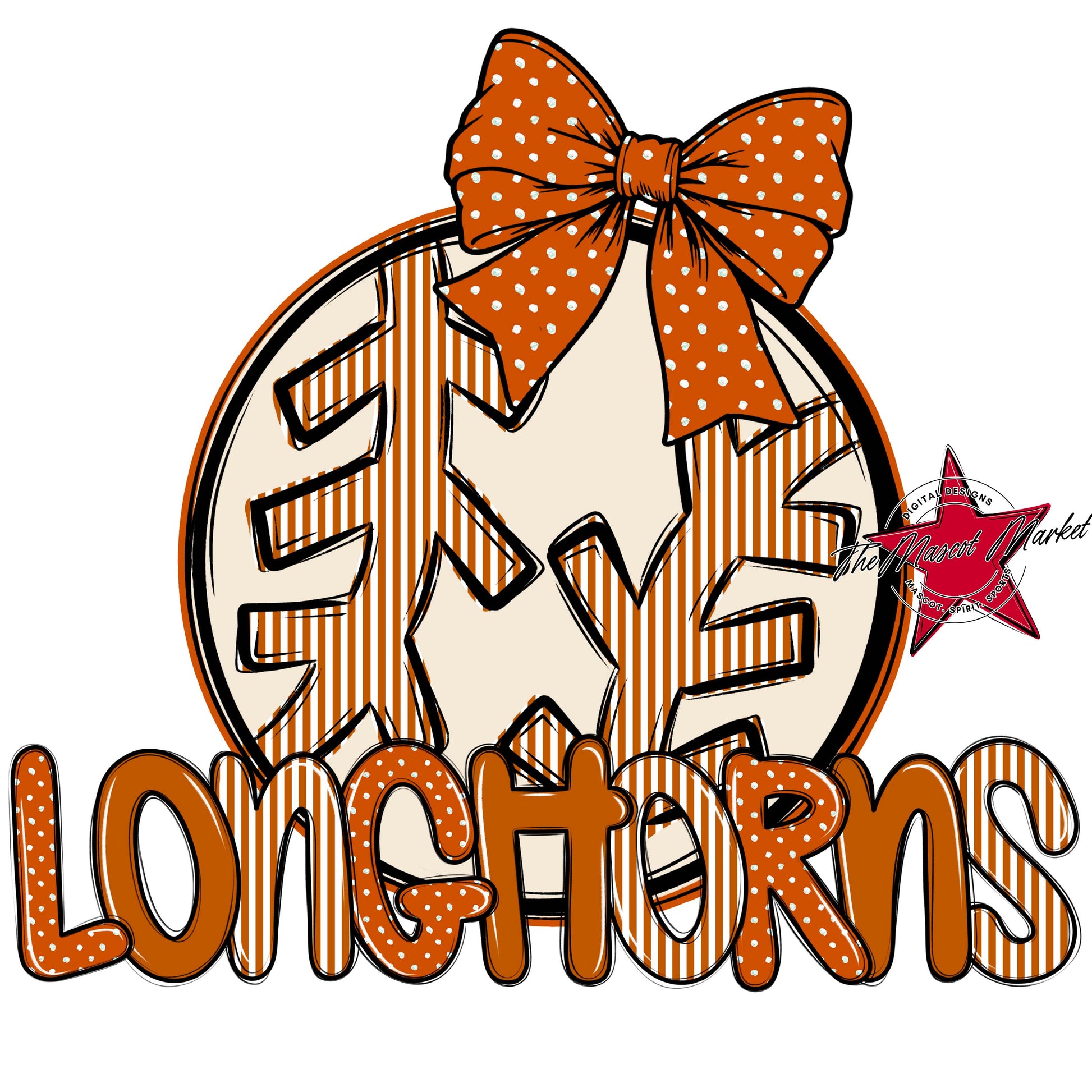 Longhorns Baseball-Softball Spirit Design-Burnt Orange
