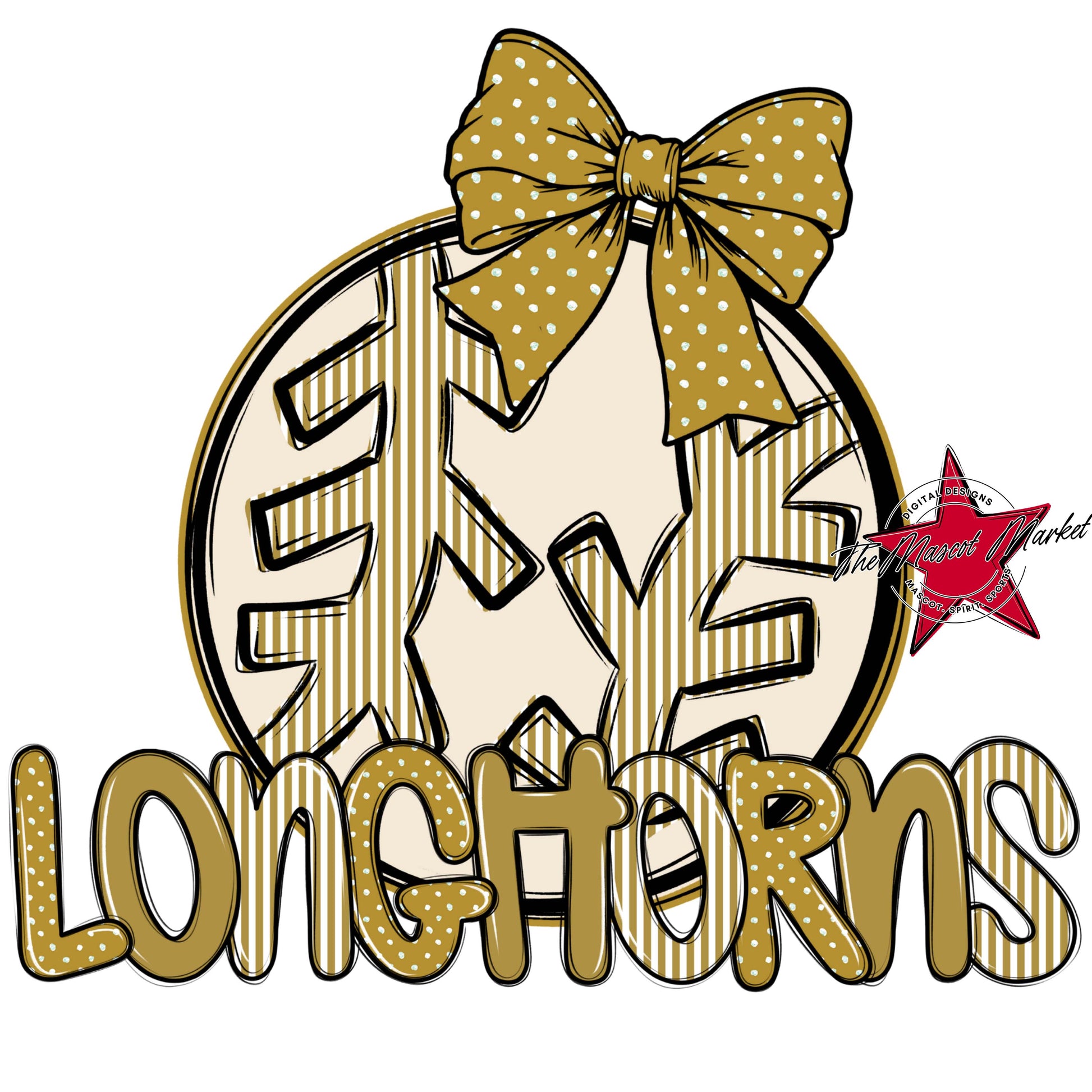 longhorns Baseball-Softball Spirit Design-Gold